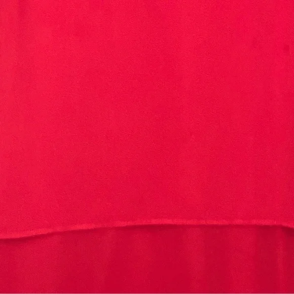 Micheal Michael Kors Womens Top 2X Red Solid 3/4 Sleeve V Neck Tiered Casual P11 - Picture 2 of 6